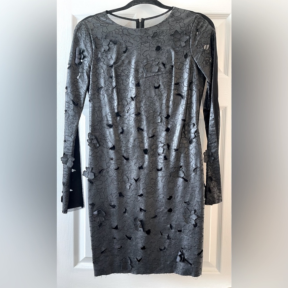 BCBG Black Leather Dress; Size 4